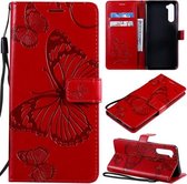 Voor OnePlus Nord 3D Vlinders Embossing Patroon Horizontaal Flip Leren Hoesje met Houder & Kaartsleuf & Portemonnee & Lanyard (Rood)