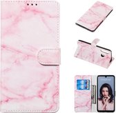 Gekleurde tekening marmer patroon horizontale flip PU lederen tas met houder & kaartsleuven & portemonnee voor Huawei P30 Lite / Nova 4e (roze)