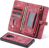 CaseMe-008 Afneembare multifunctionele horizontale lederen flip-hoes voor Huawei Mate 20, met kaartsleuf en houder & ritsportemonnee en fotolijst (rood)