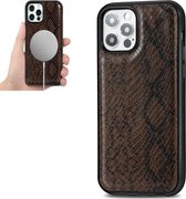 Python Texture Embossing Magnetisch PU + TPU Beschermend MagSafe-hoesje voor iPhone 12 Pro Max (bruin)