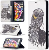 Gekleurde tekening patroon onzichtbare magnetische horizontale flip PU lederen tas met houder & kaartsleuven & portemonnee voor iPhone XR (meisje)