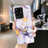 Voor Galaxy A71 Smooth Flower Series IMD TPU Case met opvouwbare houder (Qiuying KH1)