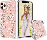 Voor iPhone 12/12 Pro 3D Cherry Blossom Painted TPU beschermhoes (roze)