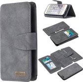Afneembare Frosted Magnetische Horizontale Flip Leren Case met Kaartsleuven & Houder & Rits Portemonnee & Fotolijst Voor iPhone 6 (Grijs)