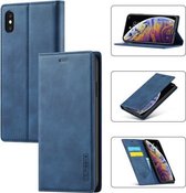 LC.IMEEKE Sterk magnetisme Ultradunne horizontale flip schokbestendige matte TPU + PU lederen tas met houder & kaartsleuven en portemonnee voor iPhone XS Max (blauw)