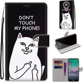 Voor Nokia 3.4 Gekleurde Tekening Cross Textuur Horizontale Flip PU Lederen Case met Houder & Kaartsleuven & Portemonnee & Lanyard (Middelvinger Witte Kat)