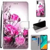 Voor Huawei Y8s Gekleurde Tekening Cross Textuur Horizontale Flip PU Lederen Case met Houder & Kaartsleuven & Portemonnee & Lanyard (Wild Rose)