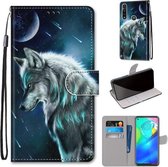Voor Motorola Moto G Power (2020) Gekleurde tekening Cross Texture Horizontale Flip PU lederen tas met houder & kaartsleuven & portemonnee & lanyard (Contemplative Wolf)