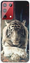 Voor OnePlus 9 schokbestendig geverfd transparant TPU beschermhoes (witte tijger)