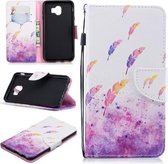 Voor Samsung Galaxy J4 (2018) (EU-versie) Gekleurd tekeningpatroon Horizontaal Flip TPU + PU lederen tas met houder & kaartsleuven & portemonnee & lanyard (aquarelveren)