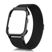 Milanese Loop magnetische roestvrijstalen horlogeband met frame voor Apple Watch Series 4/5 40 mm (zwart)