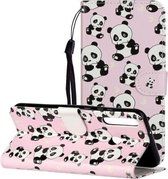 Voor Huawei Y6p Olie Reliëf Gekleurde Tekening Patroon Horizontale Flip PU Lederen Case met Houder & Kaartsleuven & Portemonnee (Panda's)