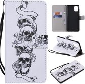 Voor Galaxy A71 Schilderen Horizontale Flip lederen tas met houder & kaartsleuf & lanyard (Skull Bone)