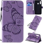 Voor Galaxy A70e 3D Vlinders Embossing Patroon Horizontale Flip Leren Case met Houder & Kaartsleuf & Portemonnee & Lanyard (Paars)