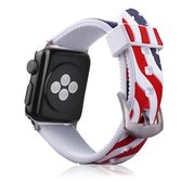 Voor Apple Watch Series 6 & SE & 5 & 4 40 mm / 3 & 2 & 1 38 mm vlag siliconen band (wit)