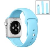 Voor Apple Watch Series 6 & SE & 5 & 4 40 mm / 3 & 2 & 1 38 mm hoogwaardige gewone en langere rubberen sporthorlogeband met pin-and-puck-sluiting (babyblauw)