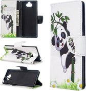 Voor Sony Xperia 20 Gekleurde Tekening Patroon Horizontale Flip Leren Case met Houder & Kaartsleuven & Portemonnee (Panda Bamboo)