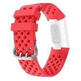 Voor Fitbit Charge 3/4 holle vierkante siliconen band vervangende polsband (rood)