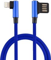 2A USB-elleboog naar 8-pins elleboog gevlochten datakabel, kabellengte: 1m (blauw)
