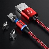 CaseMe Series 2 3 in 1 USB naar Type-C / USB-C + 8-pins + Micro USB magnetische oplaadkabel (rood)