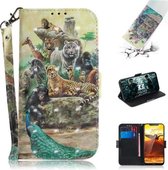 3D Schilderen Patroon Gekleurde Tekening Horizontale Flip Leren Case met Houder & Kaartsleuven & Portemonnee Voor Nokia 8.1 / X7 (Zoo)
