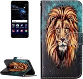 Voor Huawei P10 Gloss Oil Reliëf Leeuwpatroon Horizontale Flip Leren Case met Houder & Kaartsleuven & Portemonnee & Fotolijst