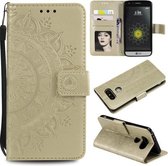 Voor LG G5 Totem Bloem Reliëf Horizontale Flip TPU + PU lederen tas met houder & kaartsleuven & portemonnee (goud)