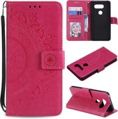 Voor LG G8s ThinQ Totem Bloem Reliëf Horizontale Flip TPU + PU lederen tas met houder & kaartsleuven & portemonnee (rood)