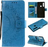 Voor Huawei P smart Z Totem Bloem Reliëf Horizontale Flip TPU + PU lederen tas met houder & kaartsleuven & portemonnee (blauw)