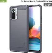 Voor Xiaomi Redmi Note 10 Pro / Note 10 Pro Max MOFI Gentleness Series Brushed Texture Carbon Fiber Soft TPU Case (grijs)