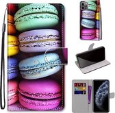 Gekleurde tekening Cross Texture Horizontale Flip PU lederen tas met houder & kaartsleuven & portemonnee & lanyard voor iPhone 11 Pro (kleurrijke cakes)