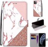 Gekleurde tekening Cross Texture Horizontale Flip PU lederen hoes met houder & kaartsleuven & portemonnee & lanyard voor iPhone 11 Pro (Pink Stone Texture)