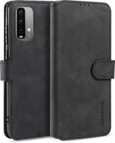 Voor Geschikt voor Xiaomi Redmi Note 9 4G DG.MING Retro Oil Side Horizontale Flip Leather Case met houder & kaartsleuven & portemonnee (zwart)