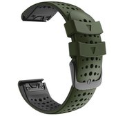 Voor Garmin Fenix 6 tweekleurige siliconen ronde gat Quick Release vervangende riem horlogeband (legergroen zwart)