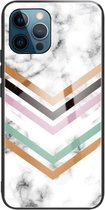 Marmer gehard glas achterkant TPU grenshoes voor iPhone 12/12 Pro (HCBL-2)
