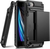 Voor iPhone 7 & 8 PC + TPU schokbestendig Heavy Duty Armor beschermhoes met dia Multi-kaartsleuf (zwart)