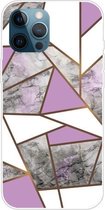 Marble Pattern Shockproof TPU beschermhoes voor iPhone 11 Pro (Rhombus Grey Purple)