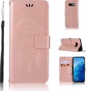 Windgong Uil Embossing Patroon Horizontale Leren Flip Case met Houder & Kaartsleuven & Portemonnee Voor Galaxy S10e (Rose Goud)