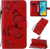 Voor Huawei Enjoy 10e 3D Vlinders Embossing Patroon Horizontale Flip Leren Case met Houder & Kaartsleuf & Portemonnee & Lanyard (Rood)