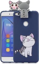 Voor Huawei P8 Lite (2017) Cartoon schokbestendige TPU beschermhoes met houder (kat)