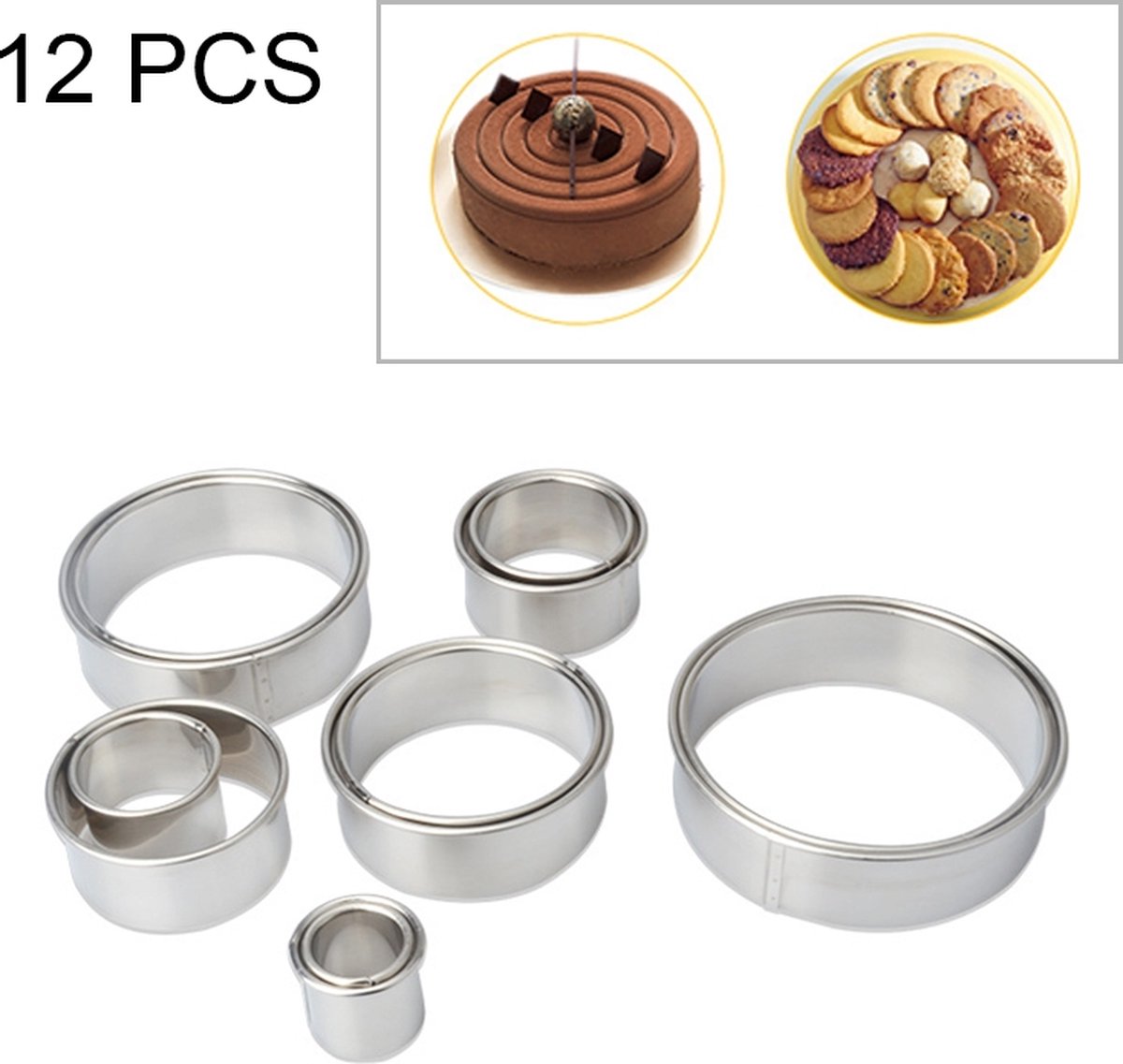 12 stks / set rvs ronde vorm snijmal mousse cake donut bakken tools