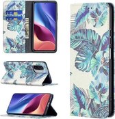 Voor Xiaomi Mi 11i / Poco F3 / Redmi K40 Gekleurd tekeningpatroon Onzichtbaar Magnetisch Horizontaal Flip PU-lederen tas met houder & kaartsleuven & portemonnee (blauw blad)