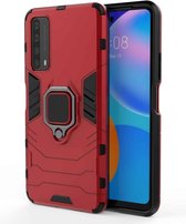Voor Huawei P Smart (2021) PC + TPU schokbestendige beschermhoes met magnetische ringhouder (rood)