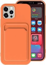 TPU + flanellen voering schokbestendig hoesje met kaartsleuven voor iPhone 12 Pro (oranje)