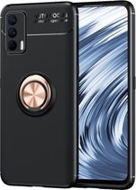 Voor OPPO Realme V15 metalen ringhouder 360 graden roterende TPU-hoes (zwart + roségoud)