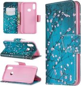 Voor Galaxy A10s Gekleurde tekening Horizontale flip lederen tas met houder & kaartsleuven & portemonnee (pruimenbloesem)