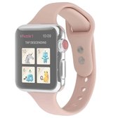 Voor Apple Watch Series 6 & SE & 5 & 4 40 mm / 3 & 2 & 1 38 mm dunne siliconen dubbele gesp vervangende polsband (zandroze)