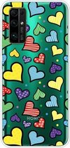 Voor Huawei Honor 30 Pro schokbestendig geverfd transparant TPU beschermhoes (harten)