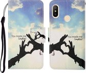 Voor Xiaomi Redmi Note 6 Pro Gekleurde Tekening Patroon Horizontale Flip Leren Case met Houder & Kaartsleuven & Portemonnee & Lanyard (Liefdesgebaar)