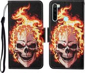 Voor Xiaomi Redmi Note 8 Gekleurde Tekening Patroon Horizontale Flip Leren Case met Houder & Kaartsleuven & Portemonnee & Lanyard (Vlamschedel)